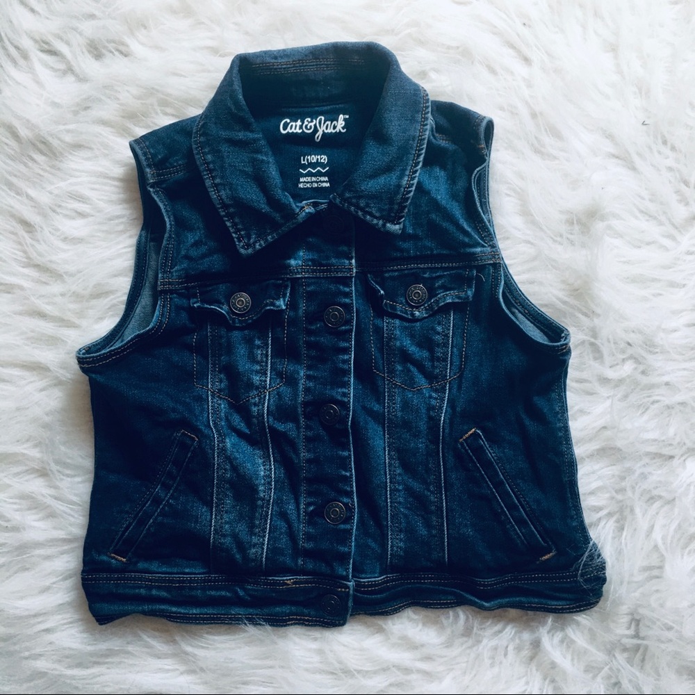 Cat & Jack Girls Sz 10 12 Jean Vest